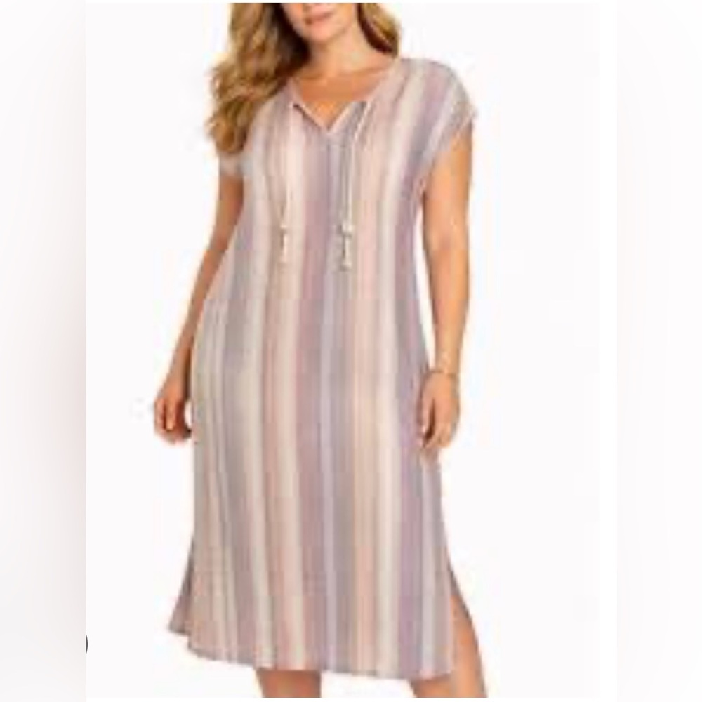 Rachel Zoe Lavender Multi-Stripe Swim Cover-Up Dress size:M